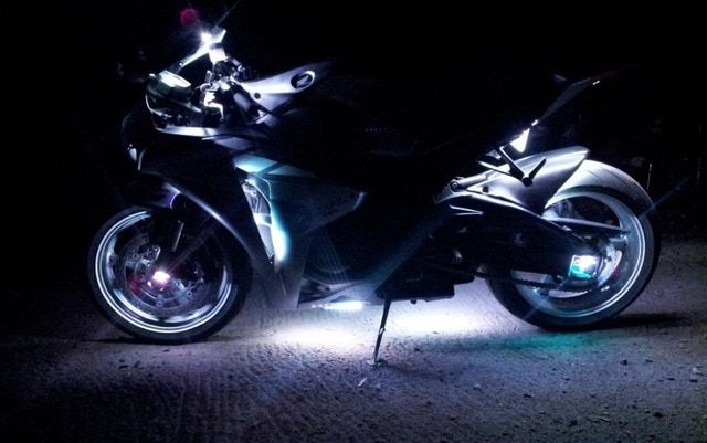 hjg Sunny Day WHITE IMPORTED Underglow PATCH LIGHTS (Front/Rear , Bike Body Lights) - PACK OF 4 - IP65 WATERPROOF DUSTPROOF SHOCKPROOF - Universal Decorative Light for all Motorbike, Car LED - bikerkart.com