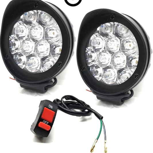 HJG 12 LED Cap Fog Light For Universal For Bike Universal For Car (Set of 2 with Switch) - bikerkart.com