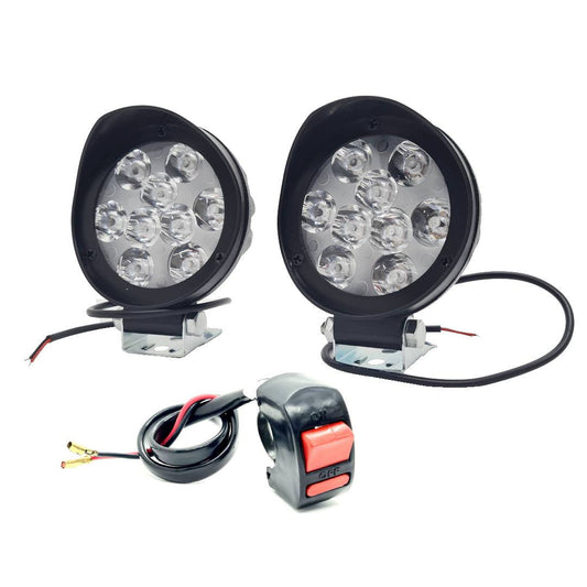 HJG 9 LED Cap Fog Light For Universal For Bike Universal For Car (Set of 2 with Switch) - bikerkart.com