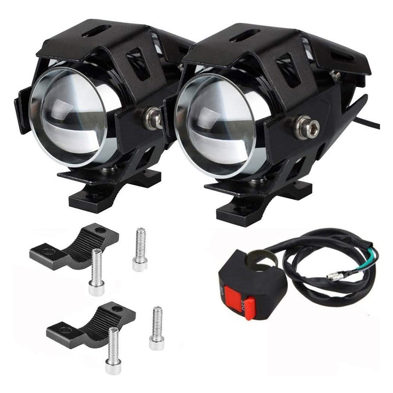 HJG U5 CREE LED Driving Fog Light in Aluminum Body with Switch for All Motorcycles, ATV and Bikes and Cars (15W, White Light, 2 PCS) - bikerkart.com