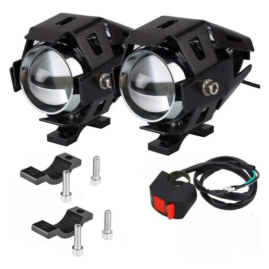 HJG U5 CREE LED Driving Fog Light in Aluminum Body with Switch for All Motorcycles, ATV and Bikes and Cars (15W, White Light, 2 PCS) - bikerkart.com