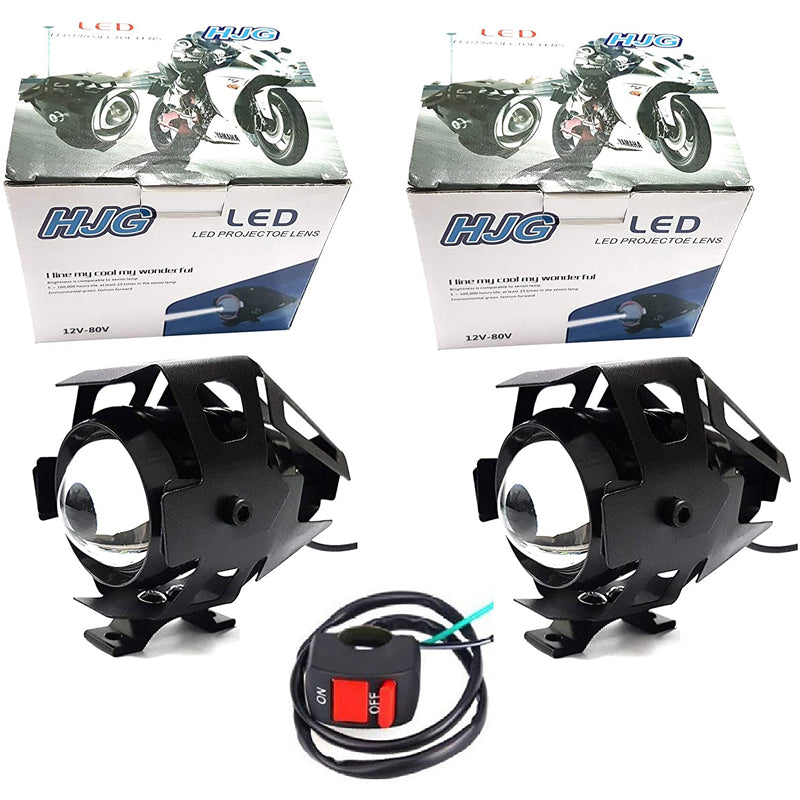 HJG U5 CREE LED Driving Fog Light in Aluminum Body with Switch for All Motorcycles, ATV and Bikes and Cars (15W, White Light, 2 PCS) - bikerkart.com