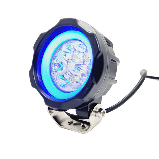 HJG 6 Led Fog Lamp Blue Cob Round Single Pc (12-80V DC- 40W) - Universal for All Cars & Bikes - bikerkart.com