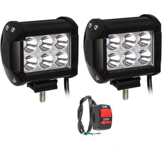 HJG 6 LED Square LED Fog Light For Universal For Bike, Universal For Car Universal For Bike, Universal For Car (Set of 2 with Switch) - bikerkart.com