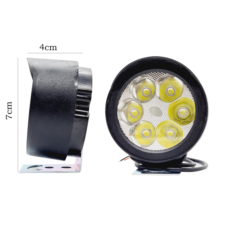HJG LED Fog Lights for Bikes and Cars High Power, Heavy clamp and Strong ABS Plastic. (6 led Cap Set with Switch) - bikerkart.com