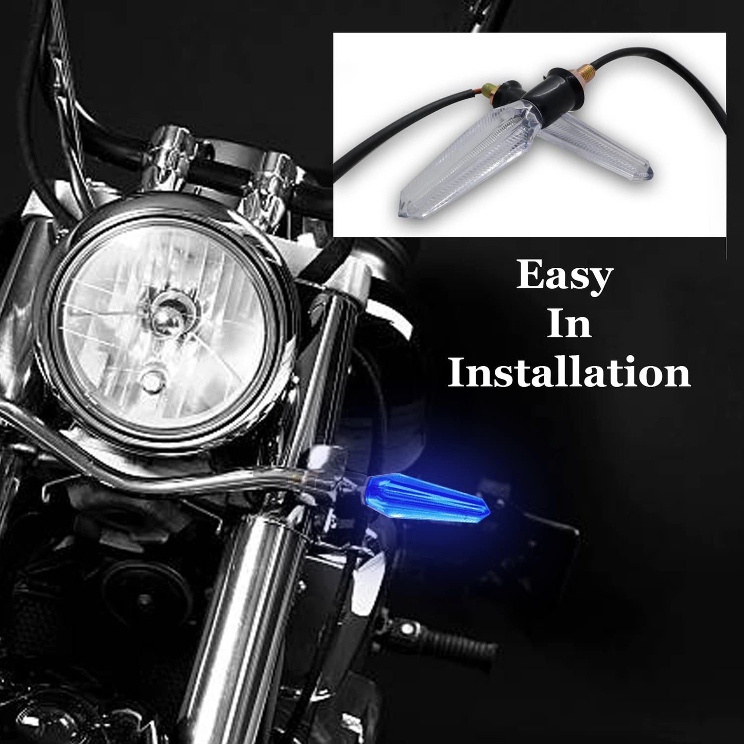 Blue Transparent Bike Indicator Turn Signal Indicator Blinker Light Transparent Crystal Material Waterproof Universal for All Bikes (Blue) (Pack of 2) - bikerkart.com