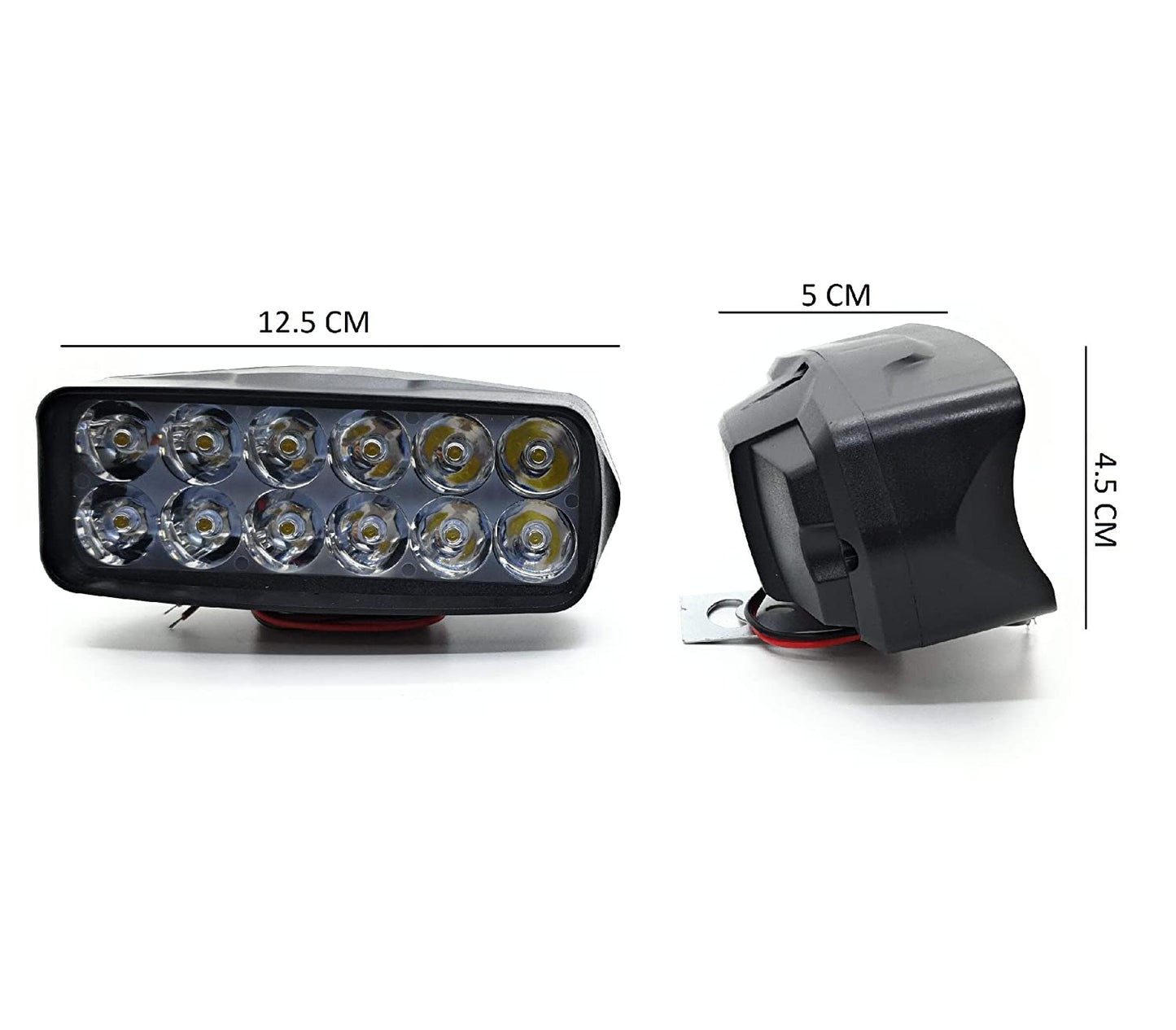 12 LED Fog Lights for Bikes and Cars High Power, Heavy clamp and Strong ABS Plastic. (12 led Single) - bikerkart.com