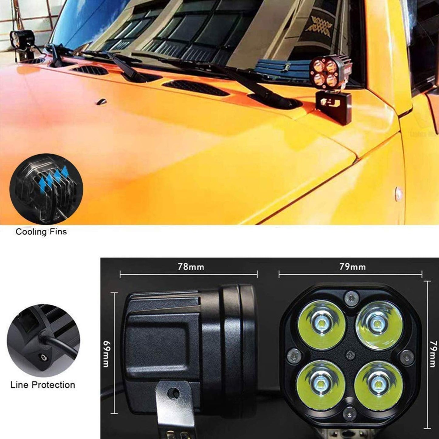 Super IMPORTED 4x4 Car/Bike LED FOG LIGHT ORIGINAL Super Bright Spot Flood Beam Driving Lamp for Motorcycle, Cars, Bikes & SUV (120W (2 * 60W), White Light, 2 PCS) - bikerkart.com