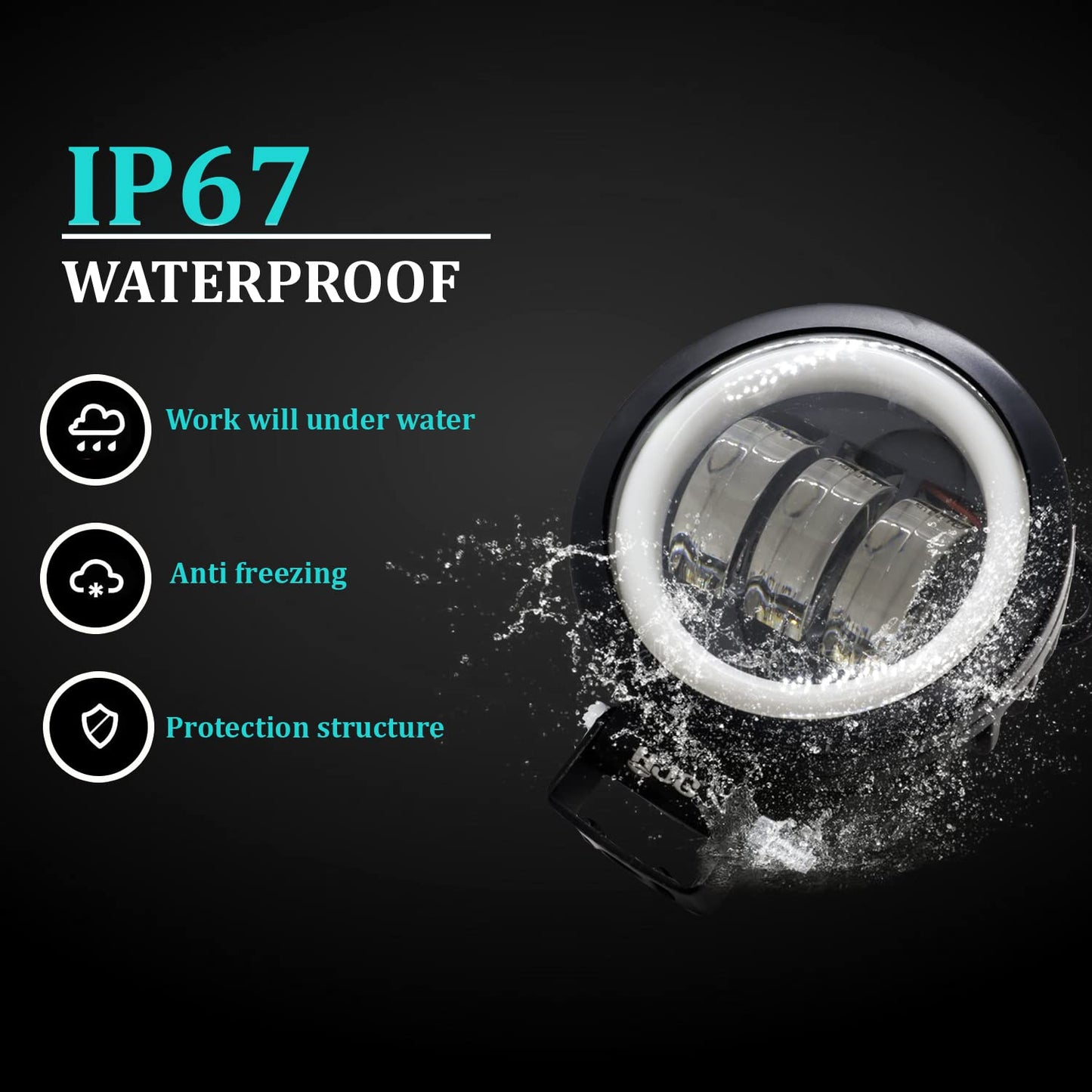 HJG Harley Round Shape fog light 3 Led Blue DRL For bikes and cars.(Light Power: 60W Voltage: DC9-80V) - bikerkart.com