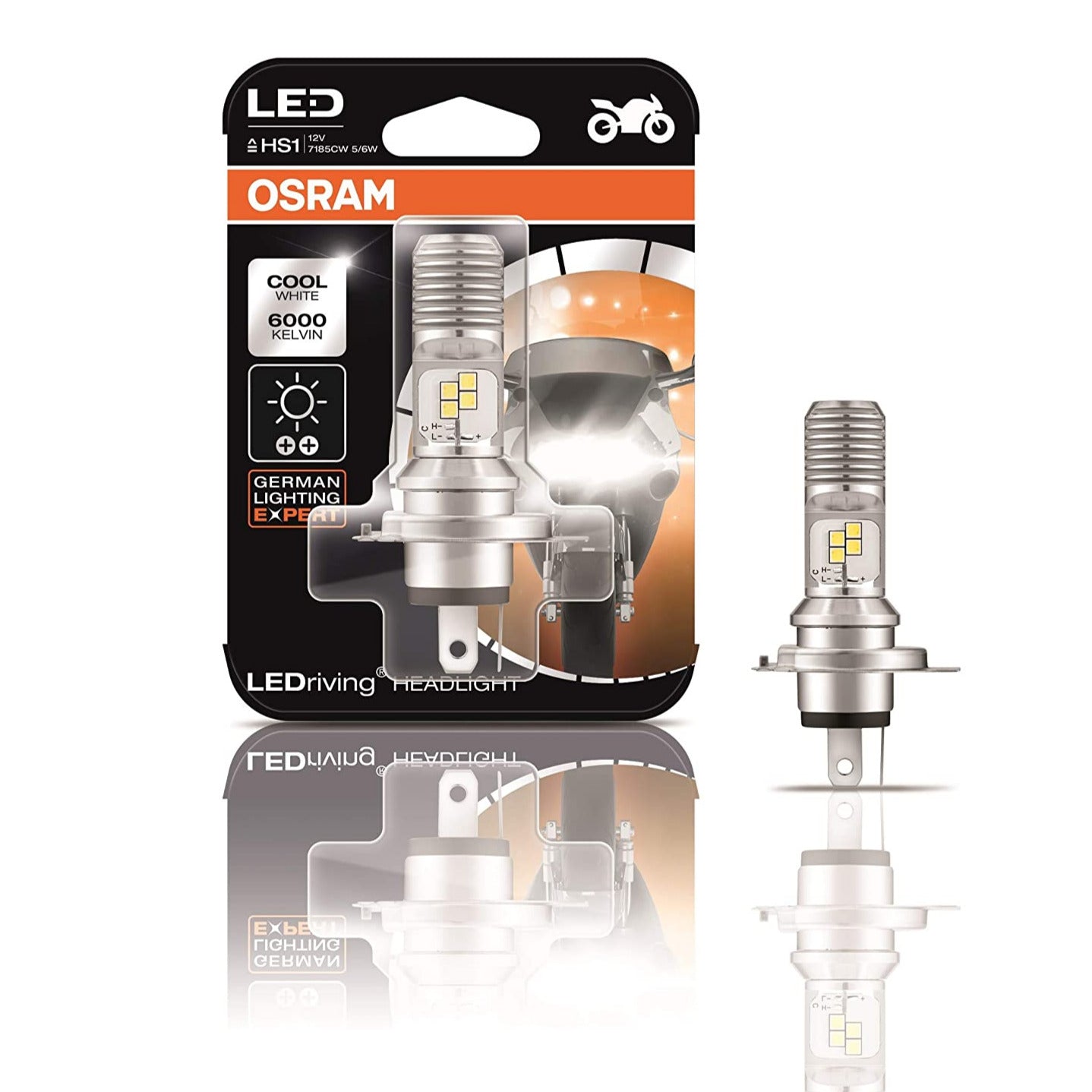 OSRAM LEDriving HEADLIGHT for bikes HS1 7285CW 5/6W 12V PX43T Blister Pack, Cool White - bikerkart.com