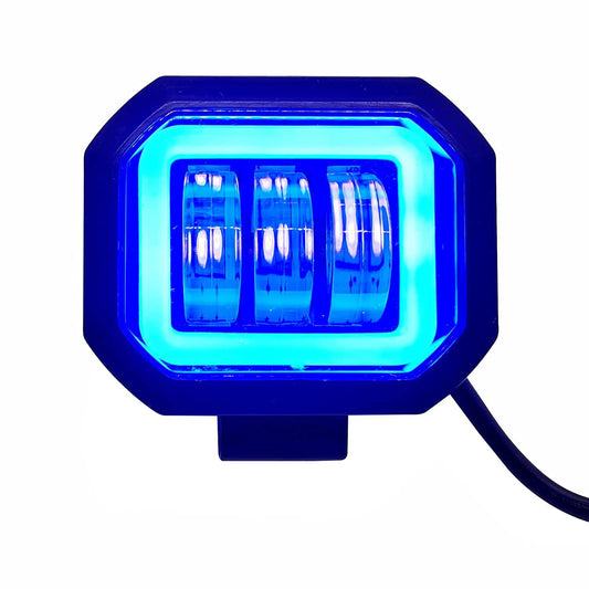 HJG Harley Square Shape fog light 3 Led Blue DRL For Bikes & Cars.(Light Power: 60W Voltage: DC9-80V) - bikerkart.com