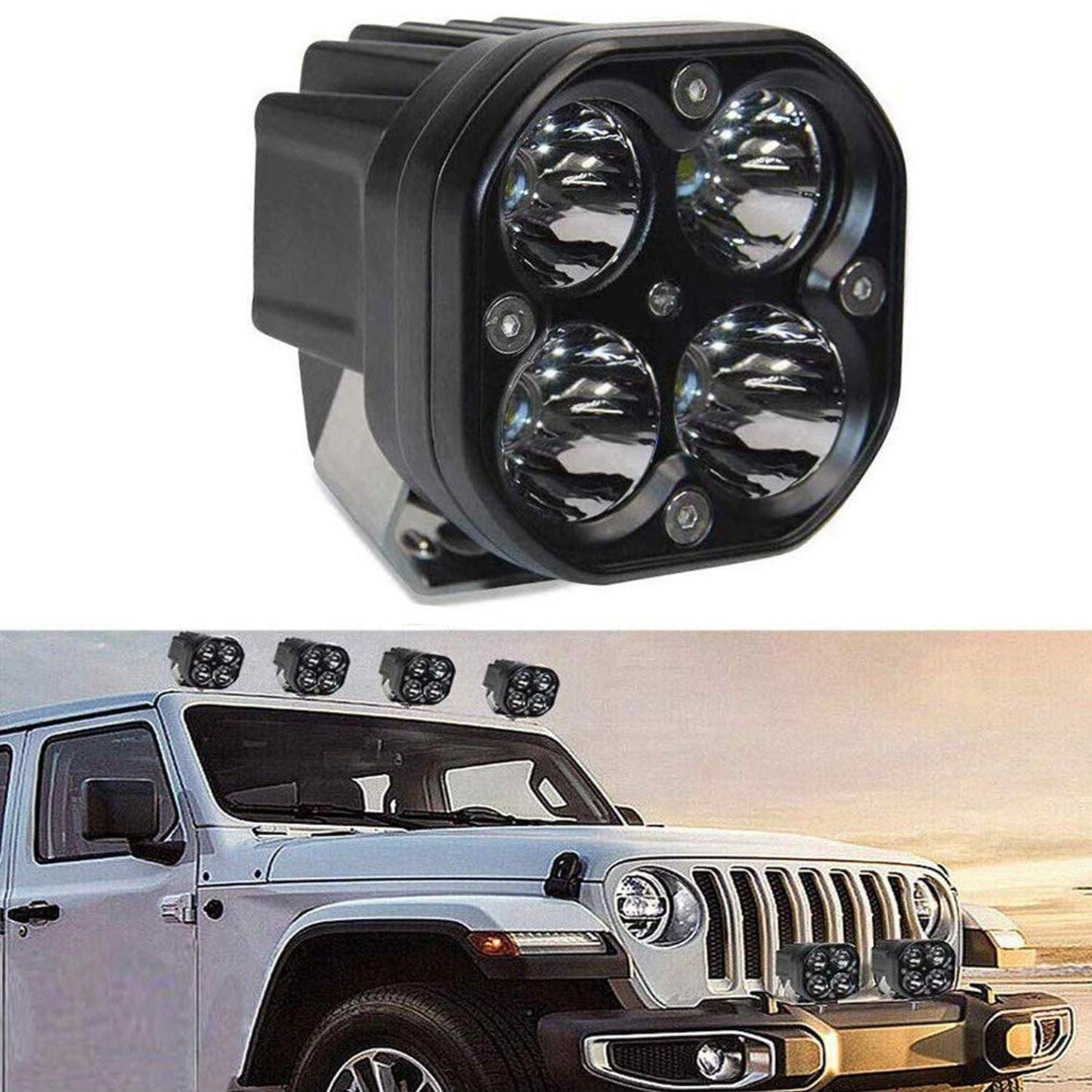 Super IMPORTED 4x4 Car/Bike LED FOG LIGHT ORIGINAL Super Bright Spot Flood Beam Driving Lamp for Motorcycle, Cars, Bikes & SUV (120W (2 * 60W), White Light, 2 PCS) - bikerkart.com