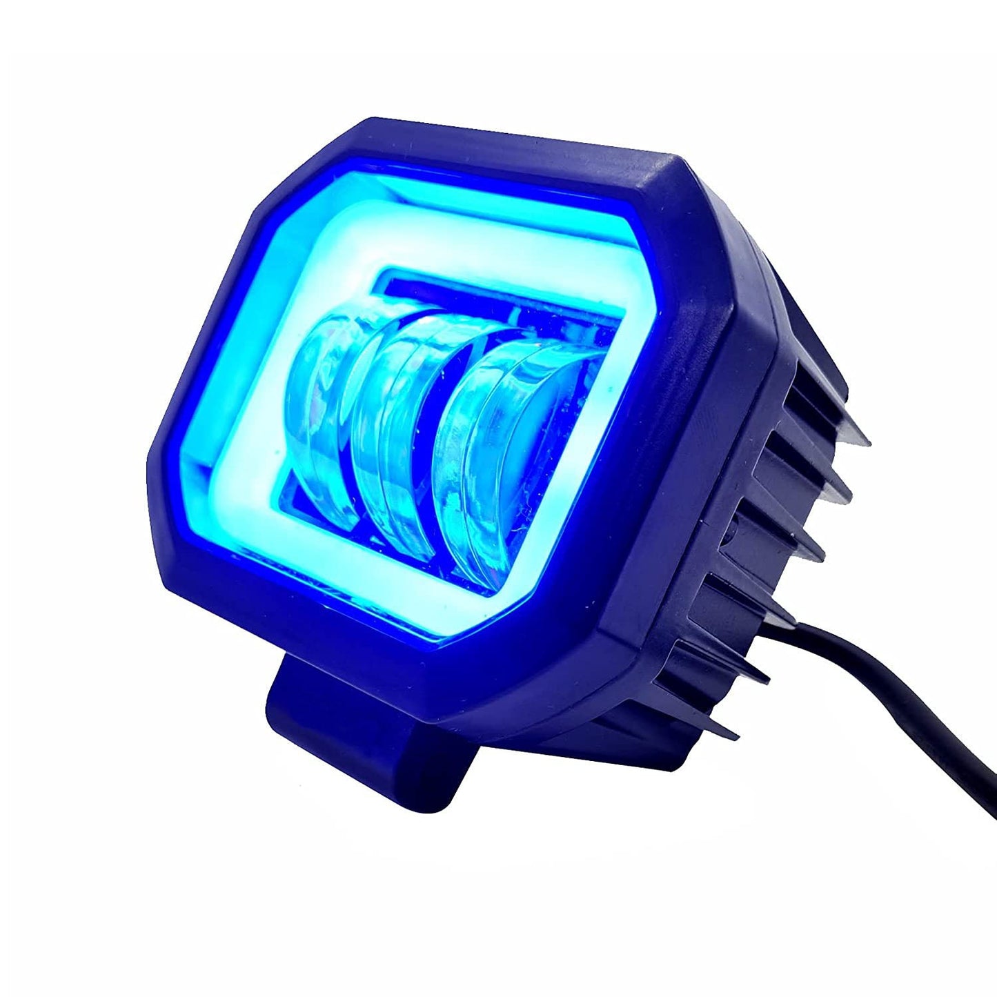 HJG Harley Square Shape fog light 3 Led Blue DRL For Bikes & Cars.(Light Power: 60W Voltage: DC9-80V) - bikerkart.com