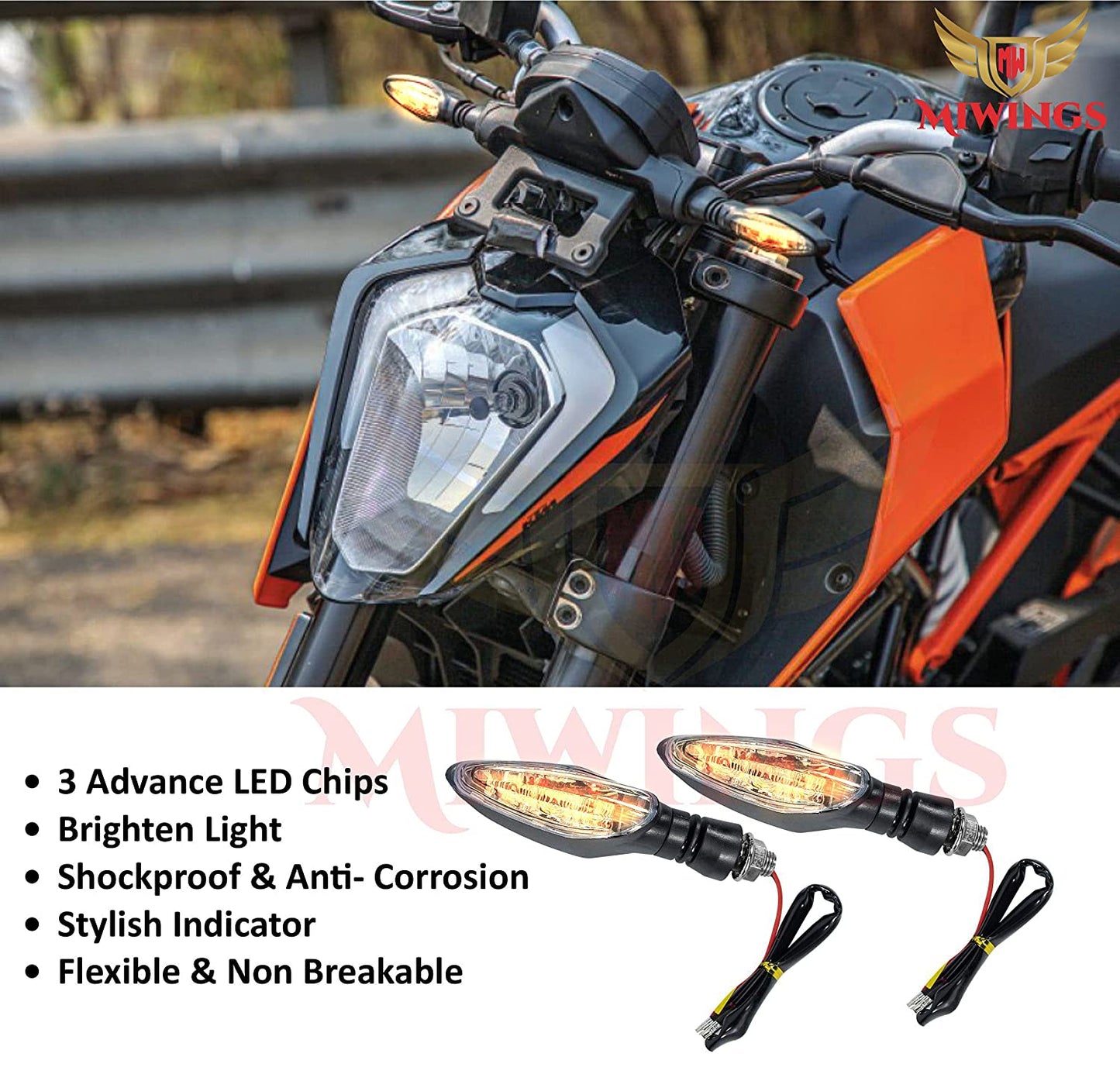 3 LED Universal Motorcycle Bright LED Amber Turn Signal Light Indicator Brake Lamps for All Bike Bike ( Pack of 2, Color Amber ) - bikerkart.com