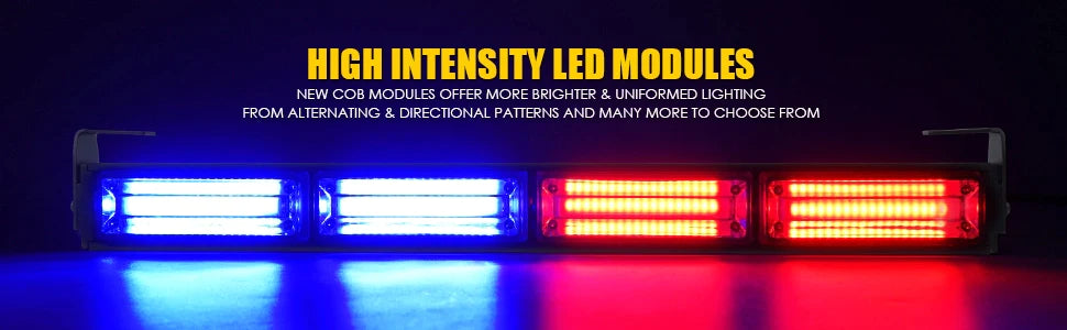 Led Red Blue Strobe Light Flasher Bar 24 Inch COB 42W LED Lights, safety Flashing Red Blue Light Bars with Cigar Lighter for Cars, Trucks, Bikes (Red Blue Strobe Light Bar 24 Inch) - bikerkart.com