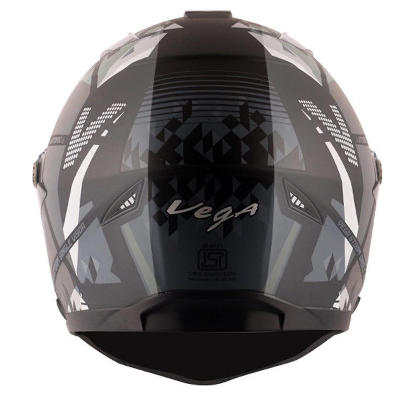 Vega Storm Atomic Black Silver Helmet - bikerkart.com
