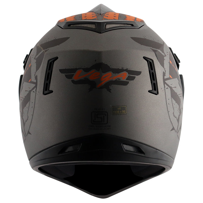 Vega Off Road D/V Secret Dull Anthracite Black Helmet - bikerkart.com
