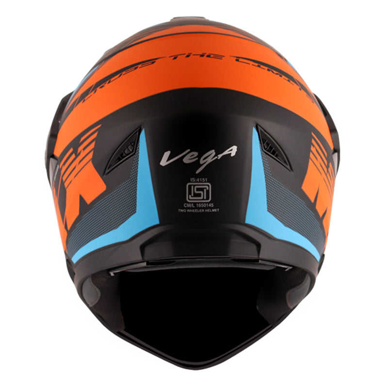 Vega Mount D/V MAX Dull Black Orange Helmet - bikerkart.com
