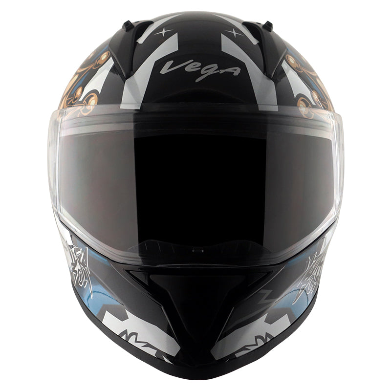Vega Bolt Crown Men Black Blue Helmet - bikerkart.com