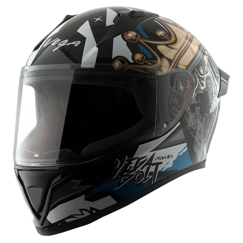 Vega Bolt Crown Men Black Blue Helmet - bikerkart.com