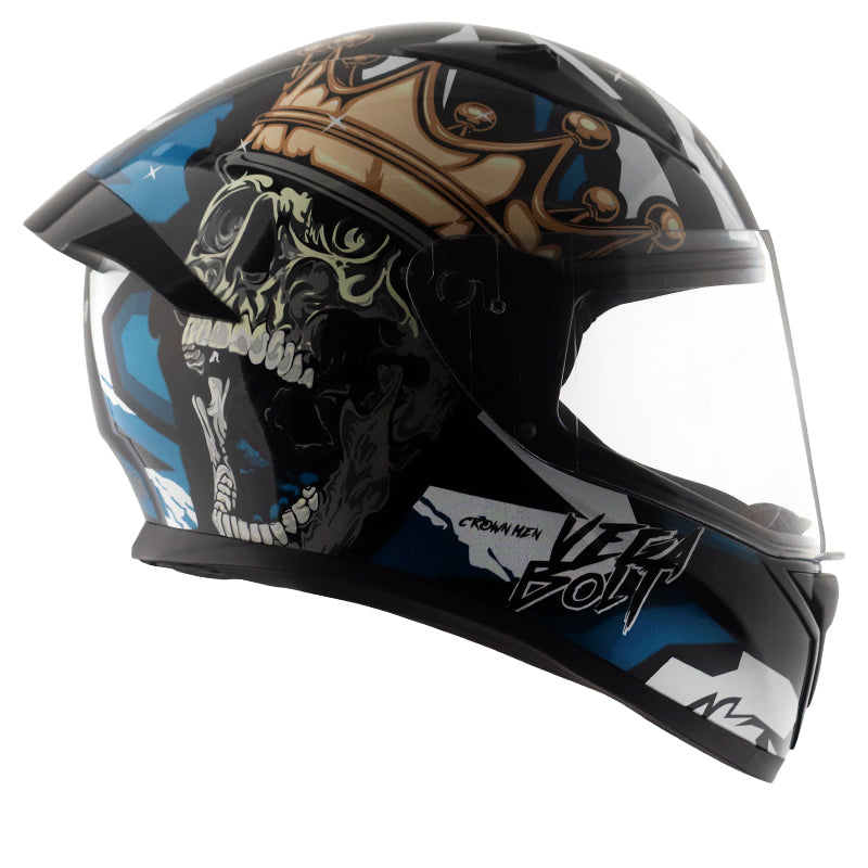 Vega Bolt Crown Men Black Blue Helmet - bikerkart.com