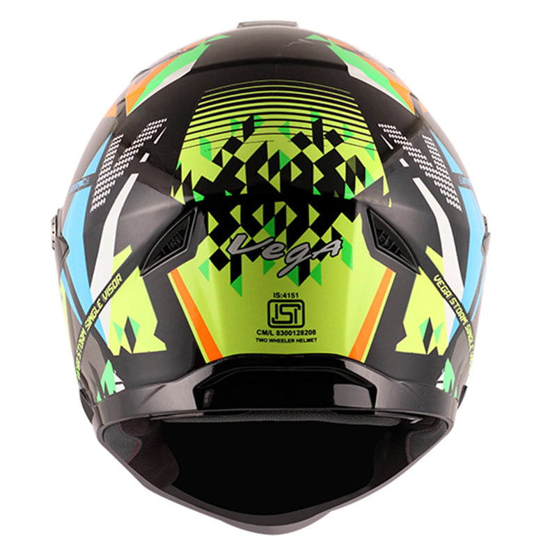 Vega Storm Atomic Black Neon Yellow Helmet - bikerkart.com