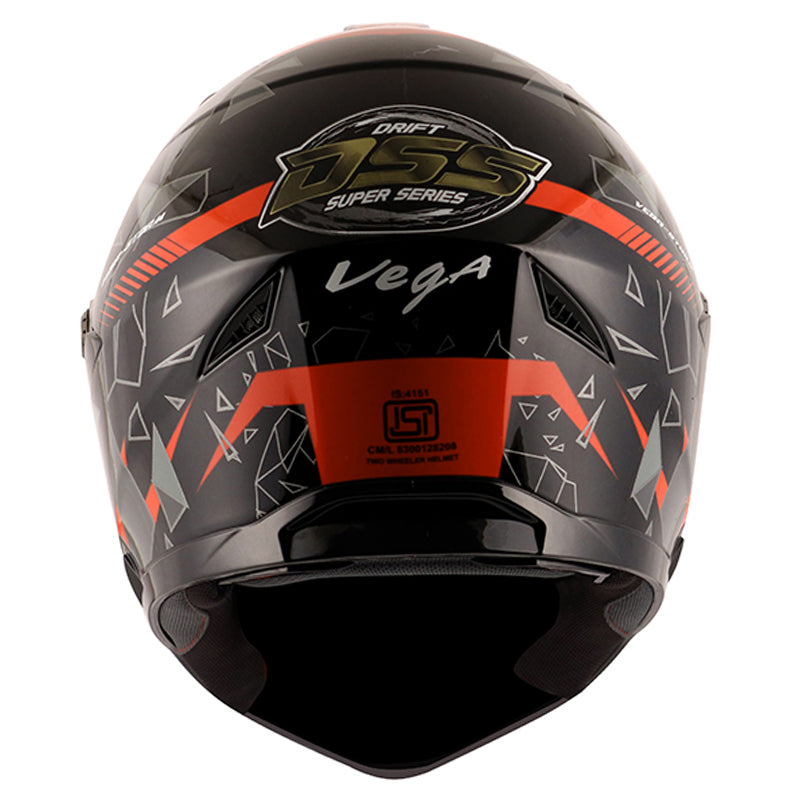 Vega Storm Drift Black Orange Helmet - bikerkart.com