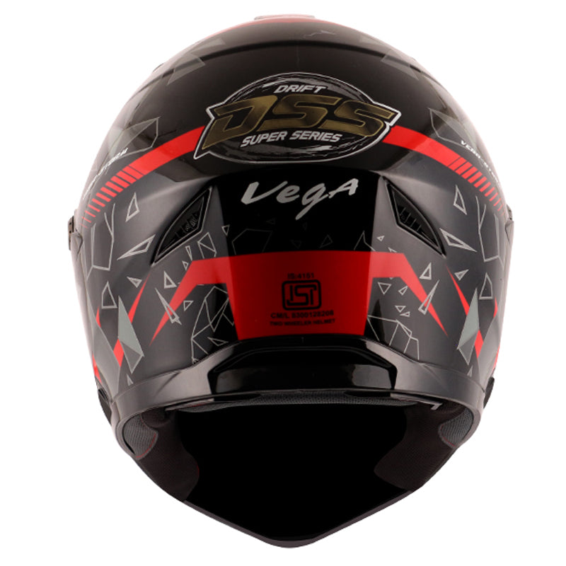 Vega Storm Drift Black Red Helmet - bikerkart.com