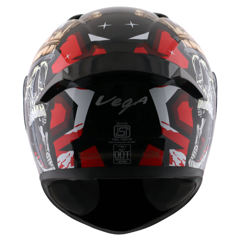 Vega Bolt Crown Men Black Red Helmet - bikerkart.com