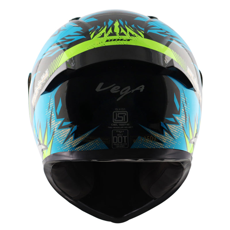 Vega Bolt Bunny Black Neon Blue Helmet - bikerkart.com