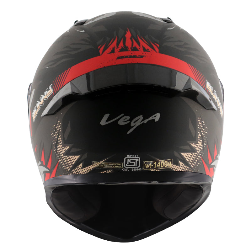 Vega Bolt Bunny Dull Black Red Helmet - bikerkart.com
