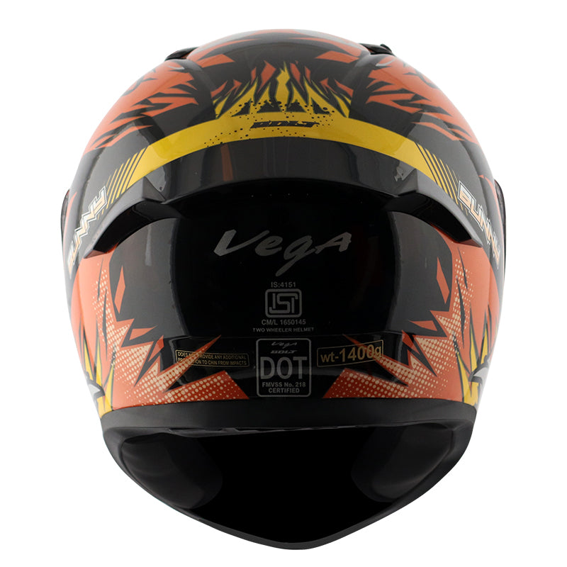 Vega Bolt Bunny Black Orange Helmet - bikerkart.com