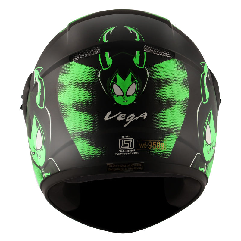 Vega Cliff Devil Black Neon Green Helmet - bikerkart.com
