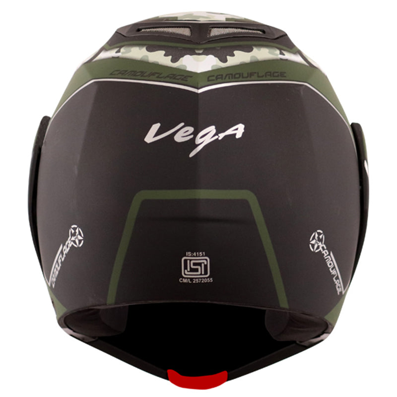 Vega Crux Dx Camouflage Dull Black Battle Green Helmet - bikerkart.com