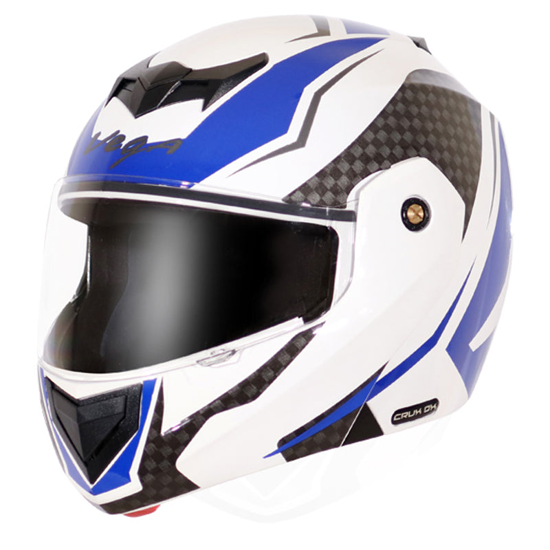 Vega Crux Dx Checks White Blue Helmet - bikerkart.com