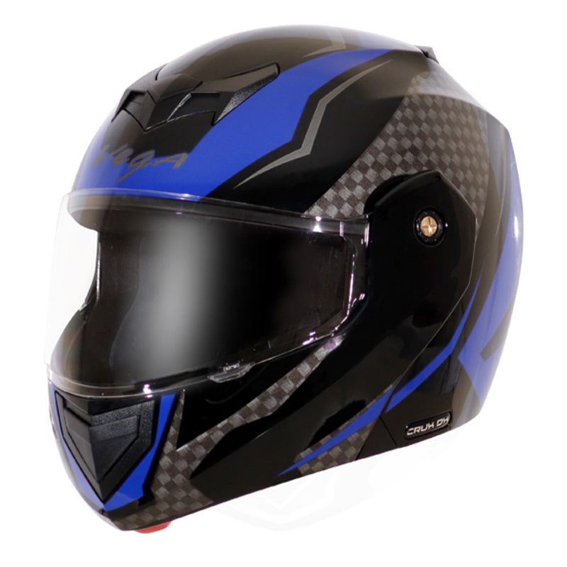 Vega Crux Dx Checks Black Blue Helmet - bikerkart.com