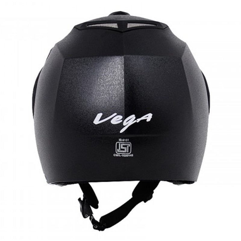 Vega Crux Open Face Black Helmet - bikerkart.com