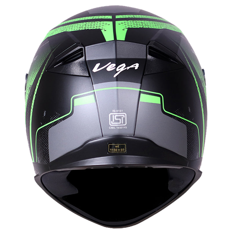 Vega Ryker D/V Diamond Dull Black Green Helmet - bikerkart.com