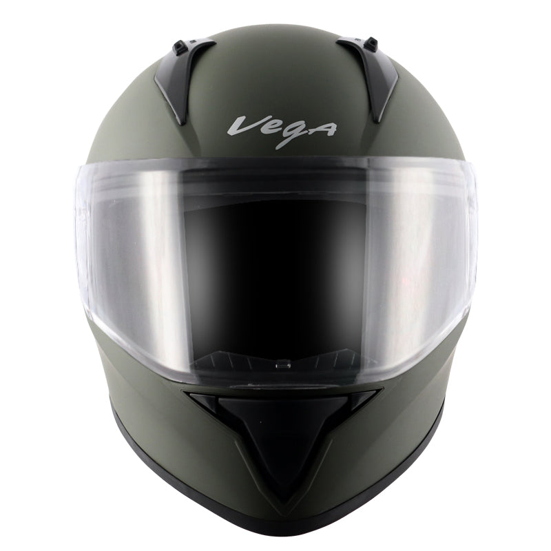Vega Bolt Dull Battle Green Helmet - bikerkart.com