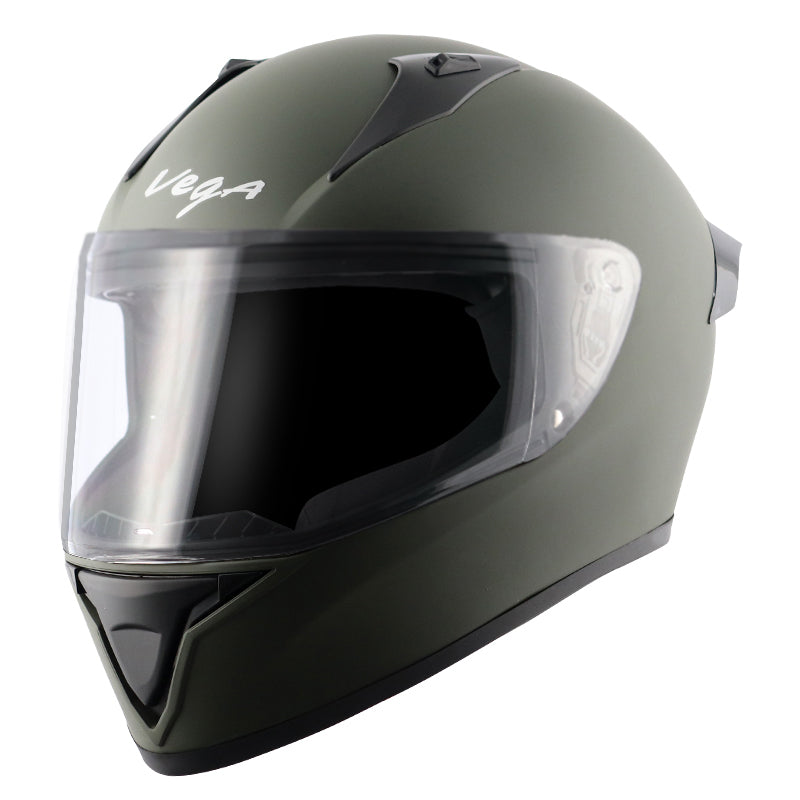 Vega Bolt Dull Battle Green Helmet - bikerkart.com