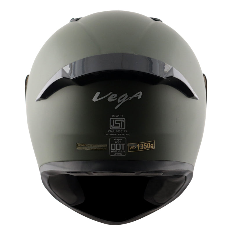 Vega Bolt Dull Battle Green Helmet - bikerkart.com