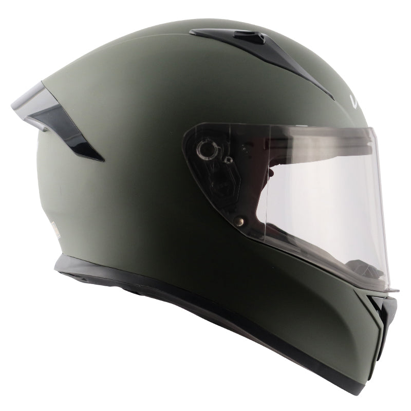 Vega Bolt Dull Battle Green Helmet - bikerkart.com