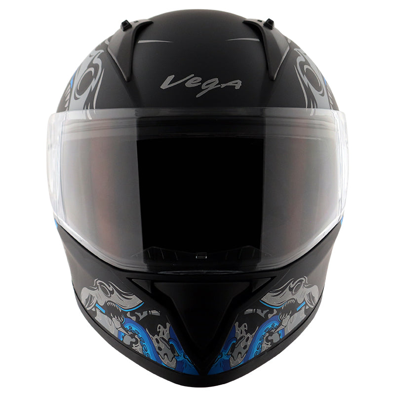 Vega Bolt Octopus Dull Black Blue Helmet - bikerkart.com