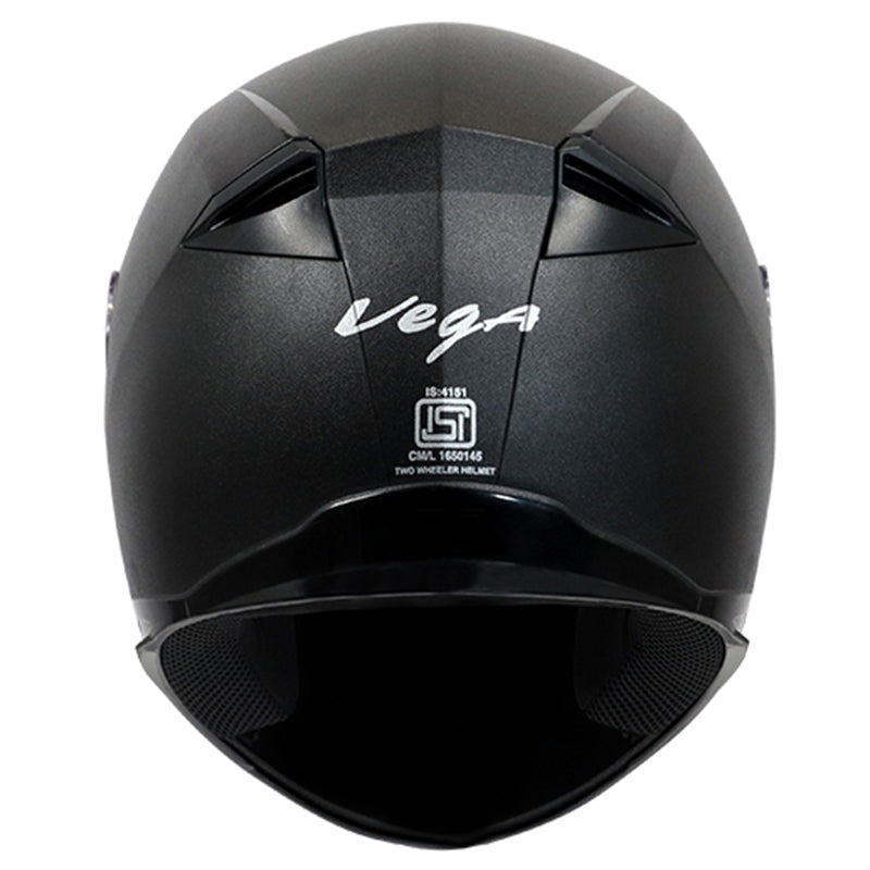 Vega EVO Leather Finish Black Helmet - bikerkart.com