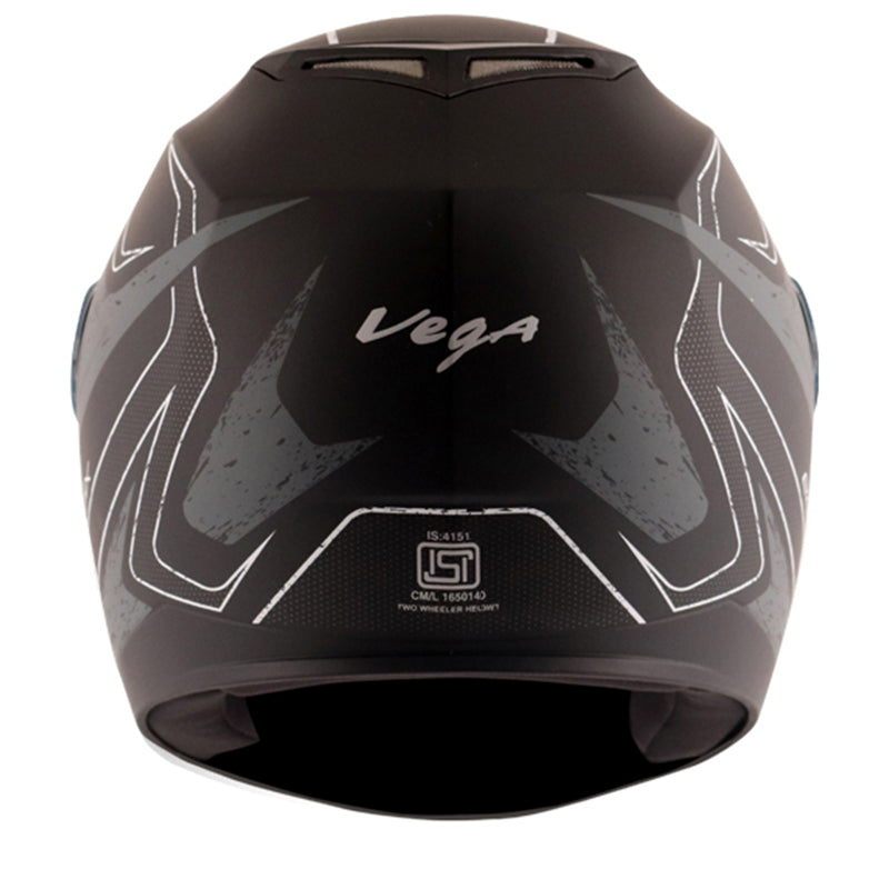 Vega Edge DX Crystal Dull Black Silver Helmet - bikerkart.com