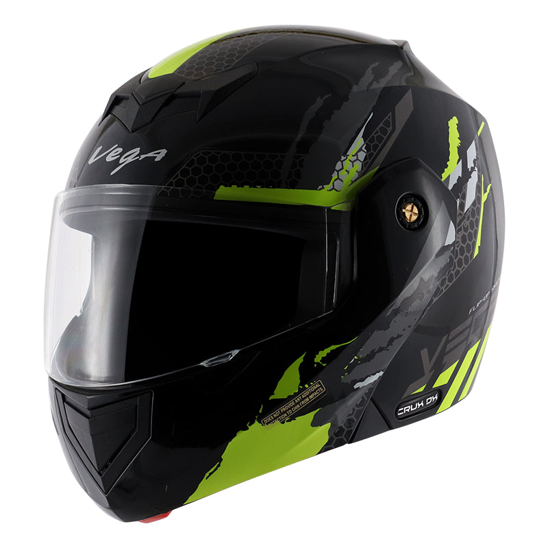 Vega Crux Dx Flex Black Neon Yellow Helmet - bikerkart.com