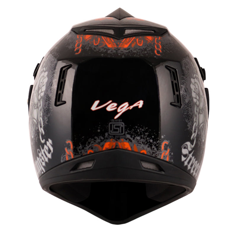 Vega Off Road D/V Gangster Black Orange Helmet - bikerkart.com
