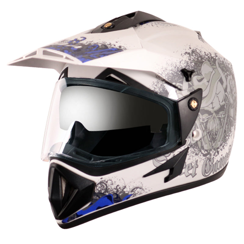 Vega Off Road D/V Gangster White Blue Helmet