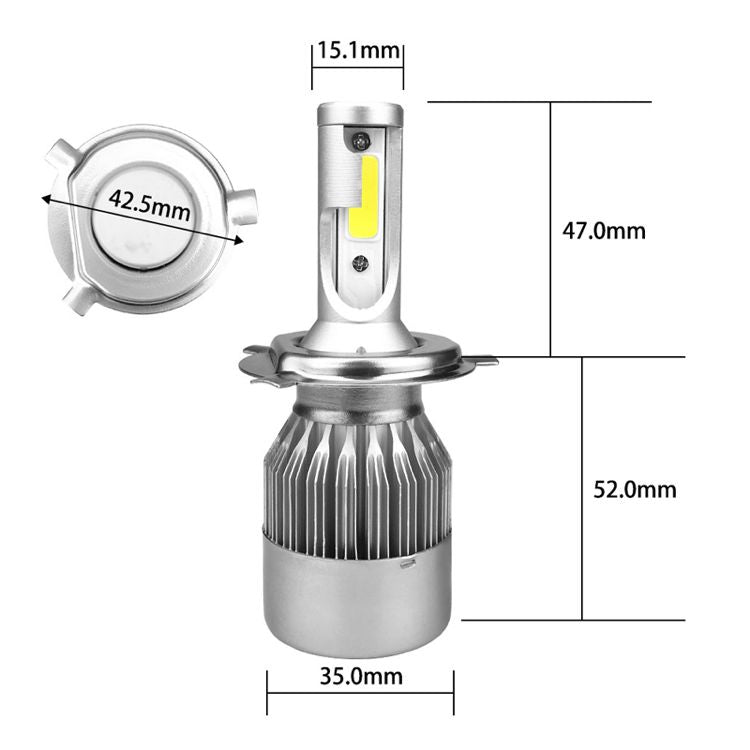 C6 ORIGINAL Single Pc For Bike 6500K LED Headlight Conversion Bulb 72W H4 - SINGLE Pc For Bike (White) Type H4 - bikerkart.com
