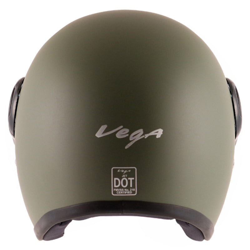 Vega JET W/Visor Dull Army Green Helmet - bikerkart.com